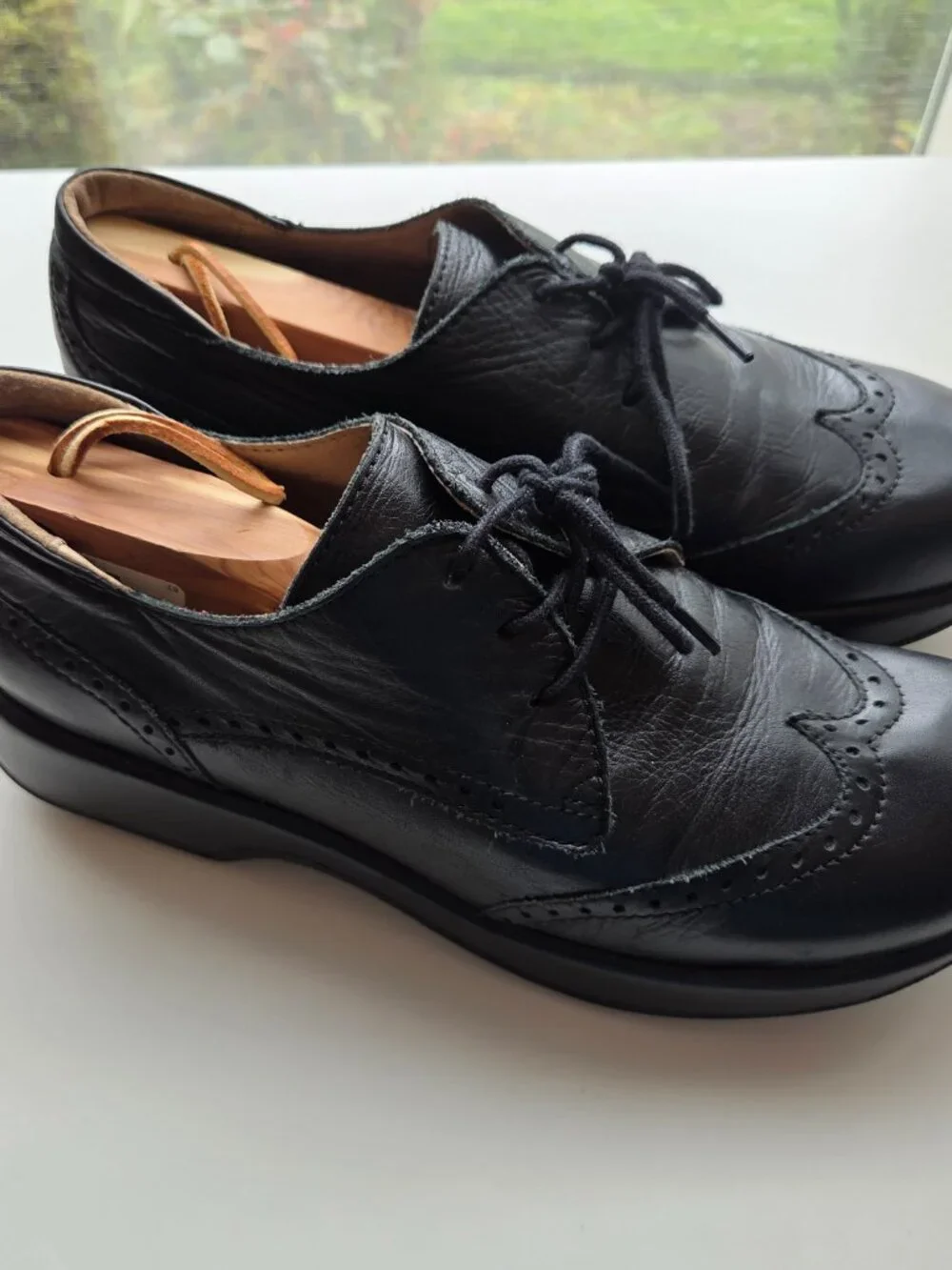 Dromedaris Hornbill Leather Comfort Lace Up Oxfords Size EU 42 Black Wingtip